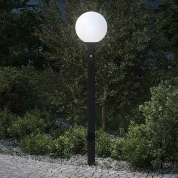 Lampada a paletto con sensore e presa 120 cm Nera IP44