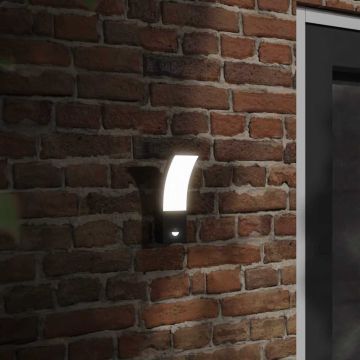 Applique con LED e Sensore 2 pz Nere in Alluminio Pressofuso