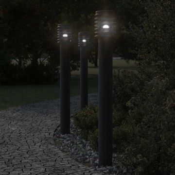 Lampade da Terra per Esterni 3 pz Nere 110 cm in Acciaio Inox