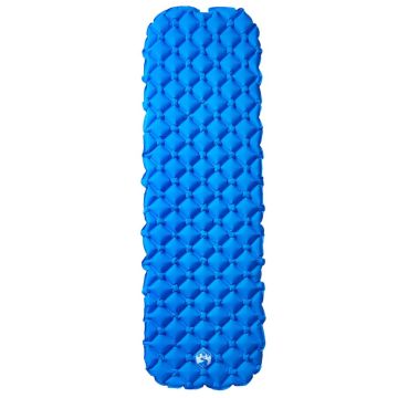 Materasso Campeggio Gonfiabile 1 Persona Blu Marino 190x58x6 cm