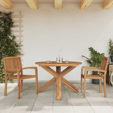 Tavolo da Giardino Ø109x74 cm in Legno Massello di Teak
