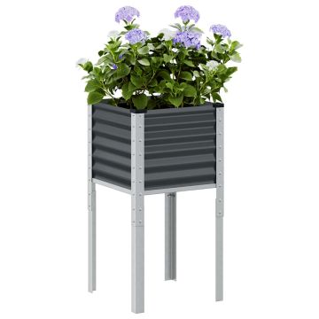 Fioriera da giardino antracite 45x45x88 cm in acciaio