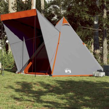 Tenda Familiare Tipi 6 Persone Grigia e Arancione Impermeabile