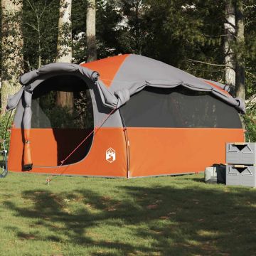 Tenda Familiare a Tunnel 6Persone Grigia Arancione Resistente all'acqua