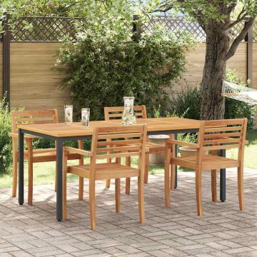 Tavolo da Esterno Naturale e Nero 180 x 90 x 75 cm