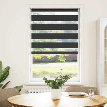 Tenda a Rullo Zebra Nero Larghezza Tessuto 70,9 cm Poliestere