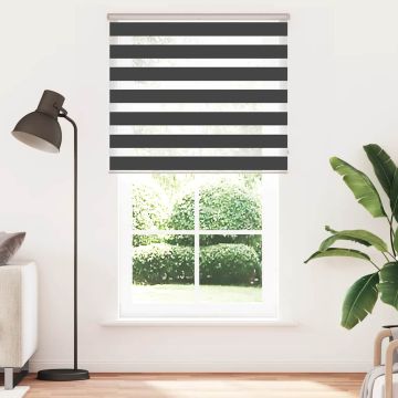 Tenda a Rullo Zebra Nero Larghezza Tessuto 125,9 cm Poliestere