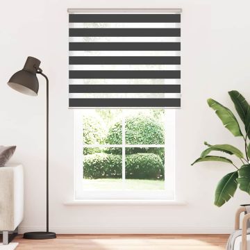 Tenda a Rullo Zebra Nero Larghezza Tessuto 130,9 cm Poliestere