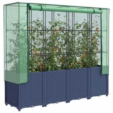 Letto rialzato con copertura per serra effetto rattan 160x40x153 cm