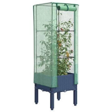 Letto Rialzato con Copertura Serra Effetto Rattan 40x40x140 cm