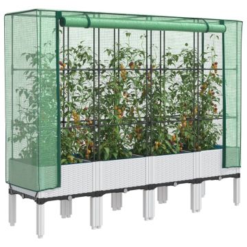 Letto Rialzato con Copertura Serra Effetto Rattan 160x40x140 cm