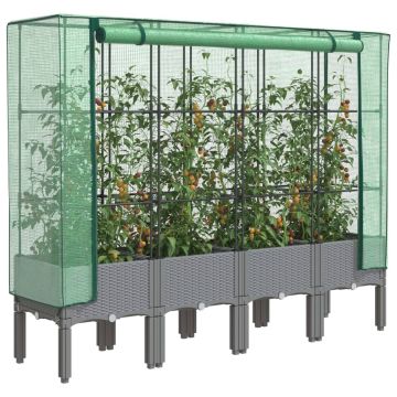 Letto Rialzato con Copertura Serra Effetto Rattan 160x40x140 cm