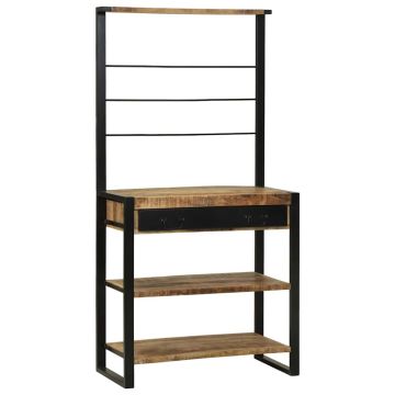 Scaffale da cucina Marrone e Nero 80 x 40 x 160 cm