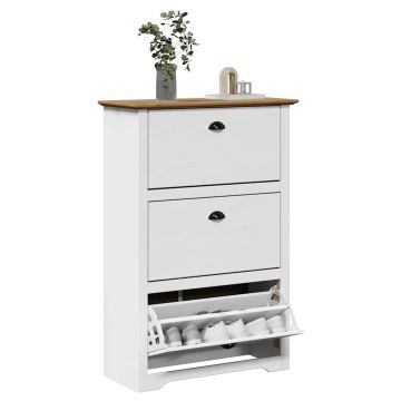 Scarpiera BODO Bianca e Marrone 80x35x118 cm