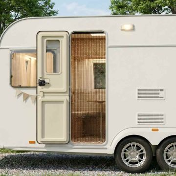 Tenda antinsetti per porta di camper Grigio Scuro 56x185 cm Bambù