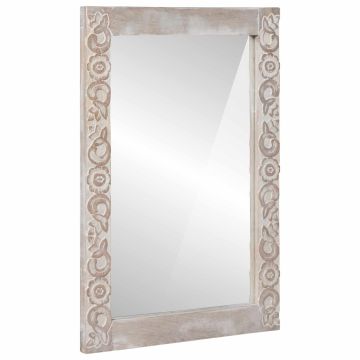 specchio da parete Bianco 70 x 50 cm Legno di mango massello