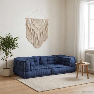 Unità di Divano Modulare 3 pz Tessuto Indaco 140 x 70 x 36 cm