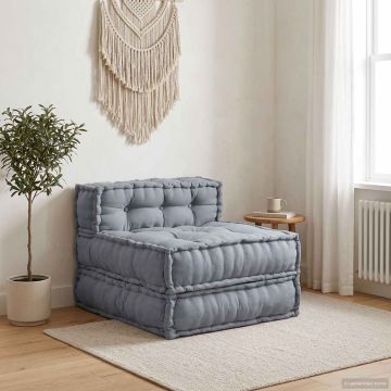 Unità di Divano Modulare Tessuto Grigio 70 x 70 x 56 cm