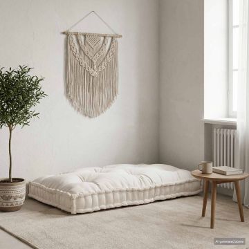 Cuscino per Divano Pallet Crema 120 x 80 x 12 cm Tessuto