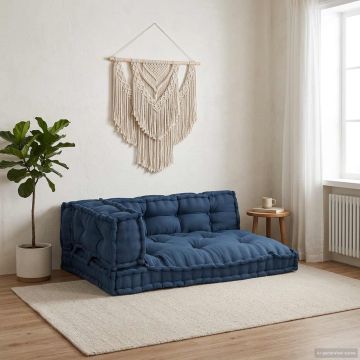 Cuscino per Divano Pallet 3 pz Tessuto Indaco 120 x 80 x 38 cm