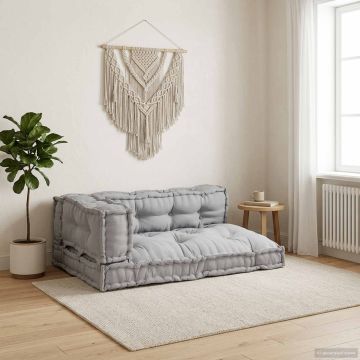Cuscino per Divano Pallet 3 pz Tessuto Grigio 120 x 80 x 38 cm