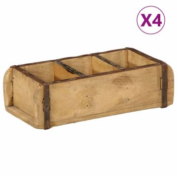 Vassoio 4 pz Marrone 30 x 14 x 9 cm Legno Recuperato Massello