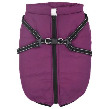 Cappotto Cani Imbracatura Impermeabile Riflettente Viola L48