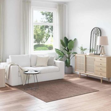 Tappeto Shaggy Antiscivolo Marrone 160 x 160 cm PP
