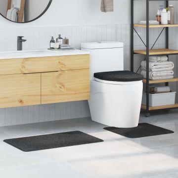 Set di tappetini antiscivolo per il bagno 3 pz Grigio scuro PP