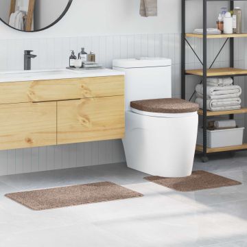 Set di tappetini antiscivolo per il bagno 3 pz Marrone PP