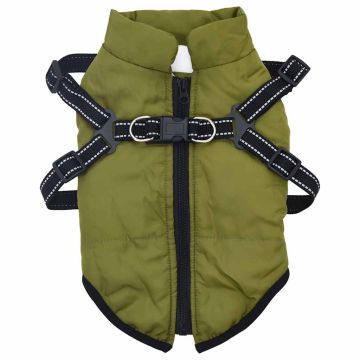 Cappotto Cani Imbracatura Impermeabile Riflettente Verde L24
