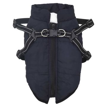Cappotto Cani Imbracatura Impermeabile Riflettente Blu Navy L40