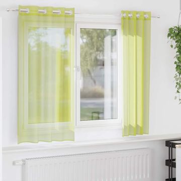 Tende in Voile con Occhielli 2 pz Verde Mela 140x140 cm