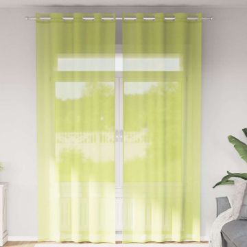 Tende in Voile con Occhielli 2 pz Verde Mela 140x300 cm