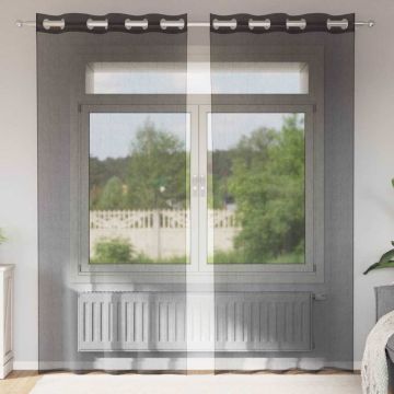Tende in Voile con Occhielli 2 pz Nero 140x245 cm