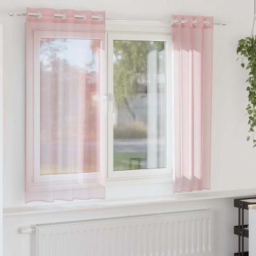 Tende in Voile con Occhielli 2 pz Rosa Chiaro 140x140 cm