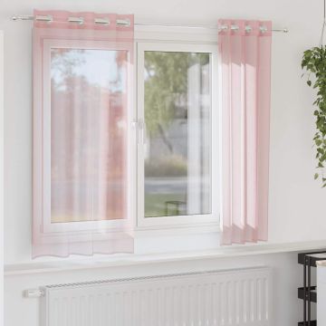 Tende in Voile con Occhielli 2 pz Rosa Chiaro 140x175 cm