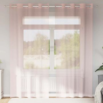 Tende in Voile con Occhielli 2 pz Rosa Chiaro 140x225 cm