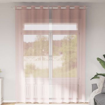 Tende in Voile con Occhielli 2 pz Rosa Chiaro 140x260 cm