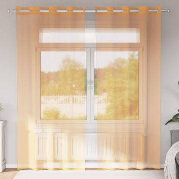 Tende in Voile con Occhielli 2 pz Arancio 140x225 cm
