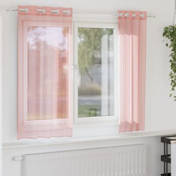 Tende in Voile con Occhielli 2 pz Rosa 140x140 cm