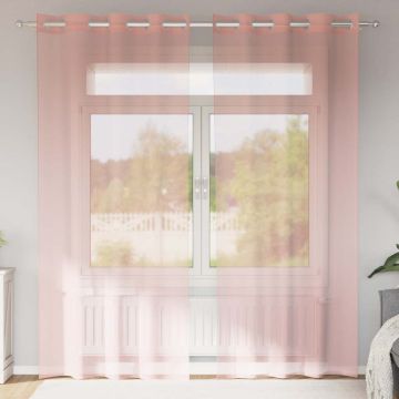 Tende in Voile con Occhielli 2 pz Rosa 140x225 cm