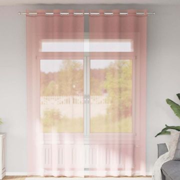 Tende in Voile con Occhielli 2 pz Rosa 140x300 cm