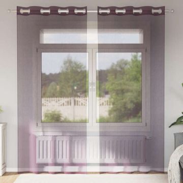 Tende in Voile con Occhielli 2 pz Viola 140x225 cm