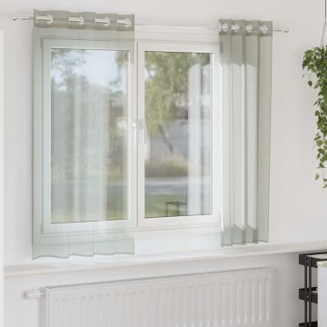 Tende in Voile con Occhielli 2 pz Grigio Chiaro 140x140 cm