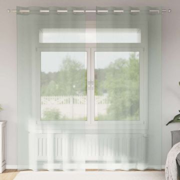Tende in Voile con Occhielli 2 pz Grigio Chiaro 140x225 cm