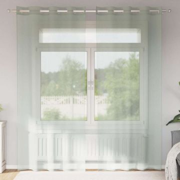 Tende in Voile con Occhielli 2 pz Grigio Chiaro 140x245 cm