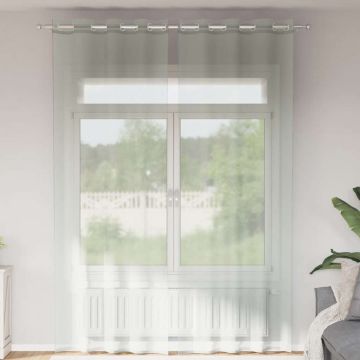 Tende in Voile con Occhielli 2 pz Grigio Chiaro 140x260 cm