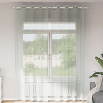Tende in Voile con Occhielli 2 pz Grigio Chiaro 140x300 cm