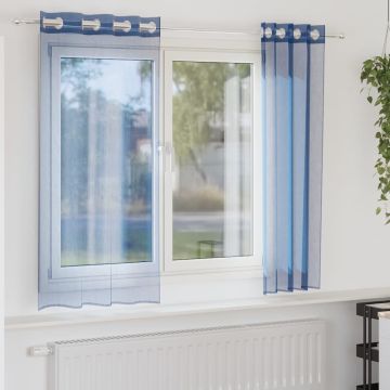 Tende in Voile con Occhielli 2 pz Blu Reale